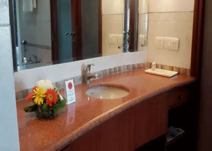 2 BHK Serviced Apartments 9 Washbasin area of the bathroom of the 2 BHK serviced apartment in Gurgaon at Osaka Serviced Apartments