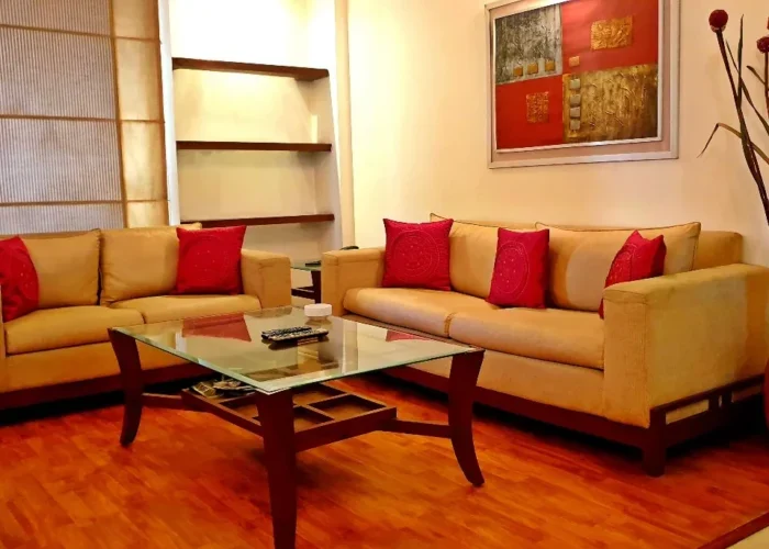 2 BHK Serviced Apartments 4 Spacious and beautifully done living room of the 2 bhk serviced apartment in Gurgaon at Osaka Serviced Apartments