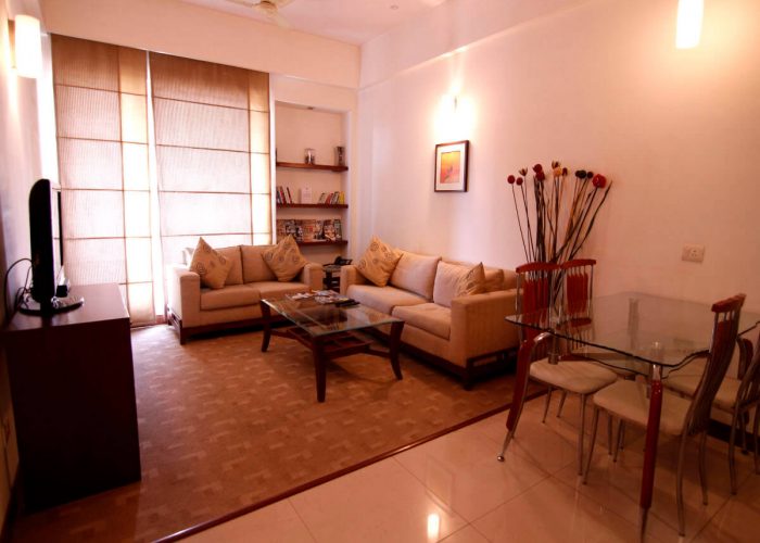 Living Room of the 1 BHK Deluxe Serviced Apartment at Osaka Serviced Apartments in Gurgaon