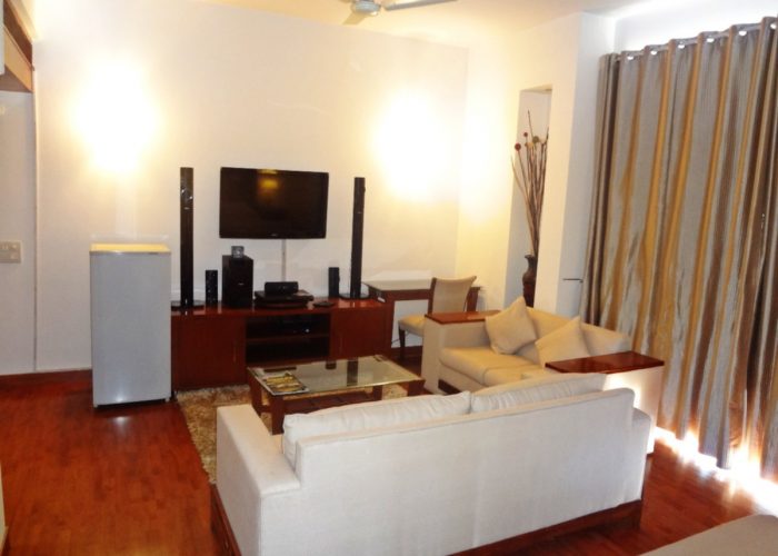 Living area of the spacious studio apartments at Osaka Serviced Apartments